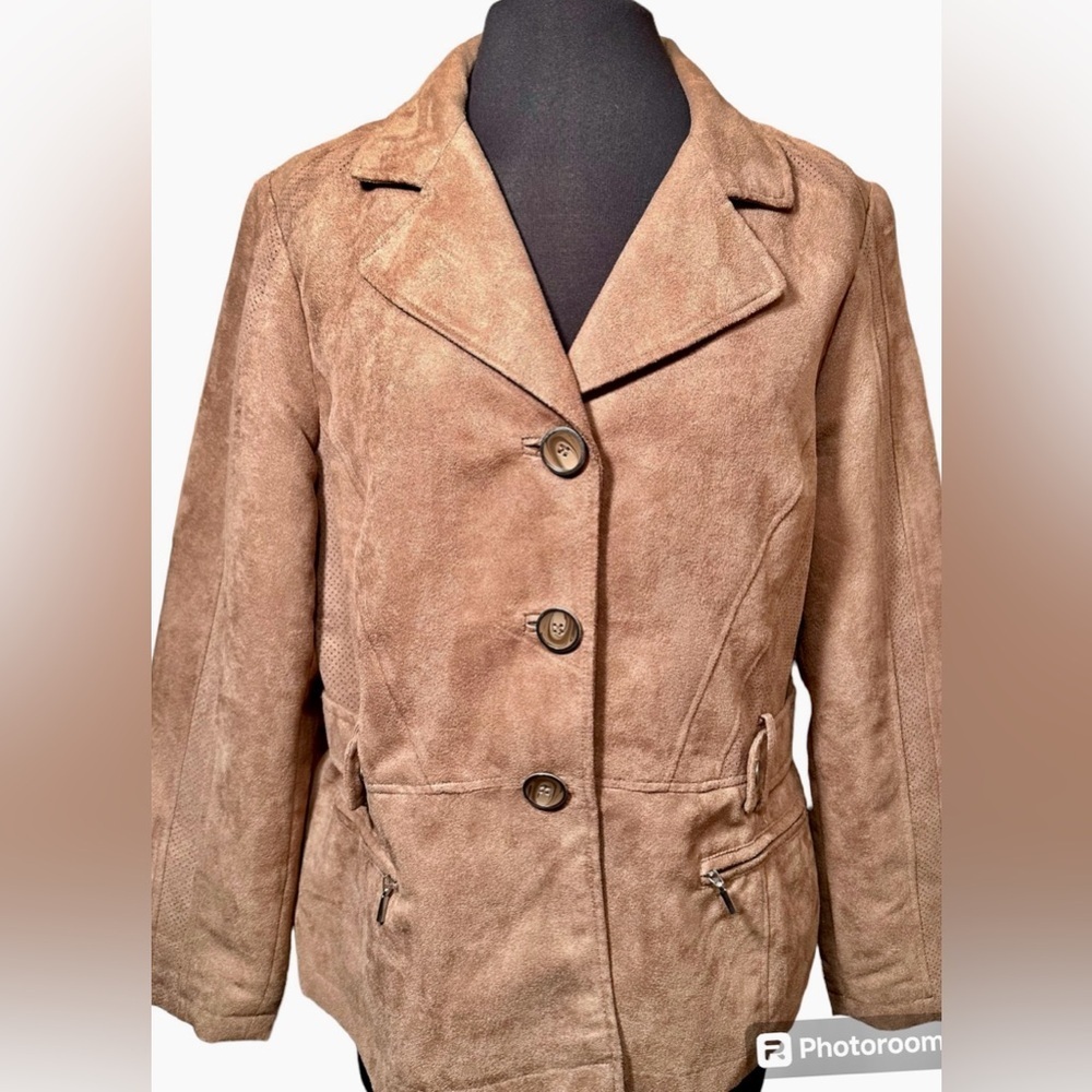 Chico's Belted Faux Suede Jacket Size 2 Large - Picture 2 of 12